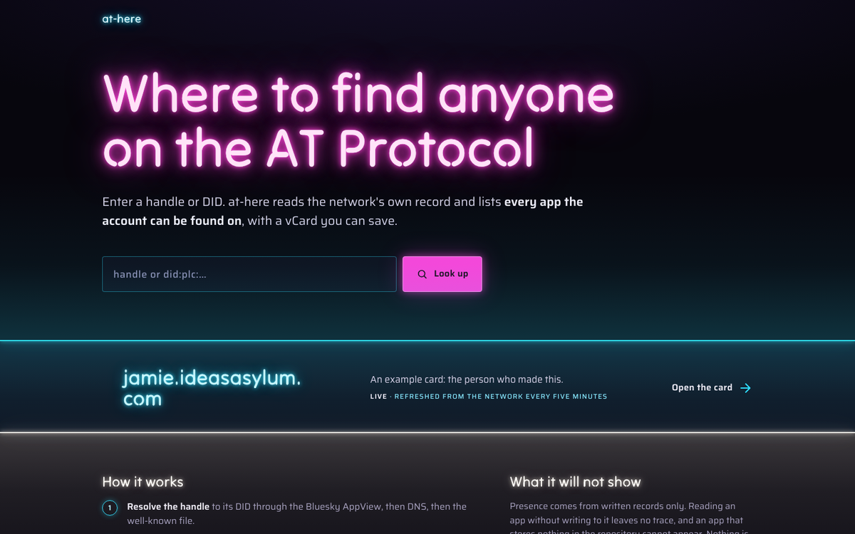Screenshot of at-here