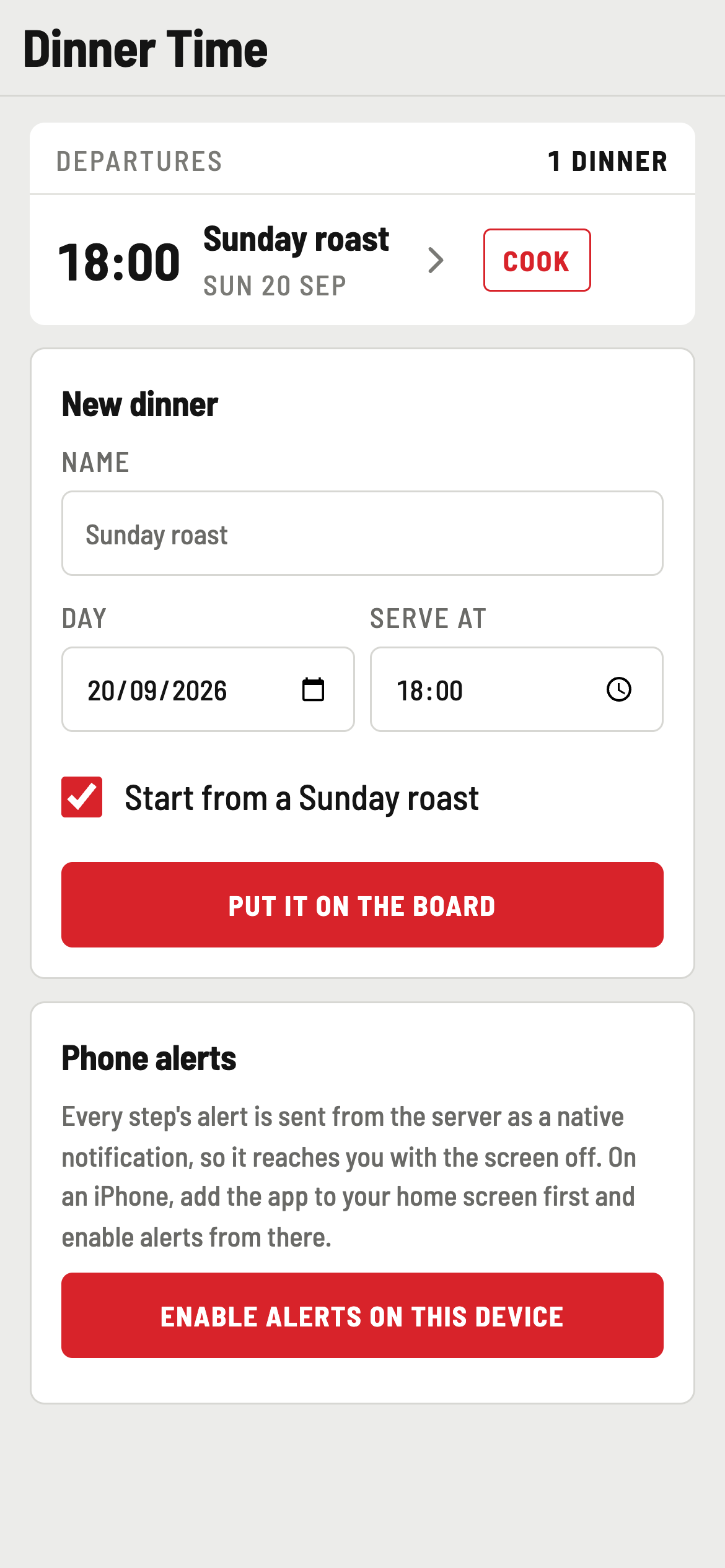 Screenshot of Dinner Time