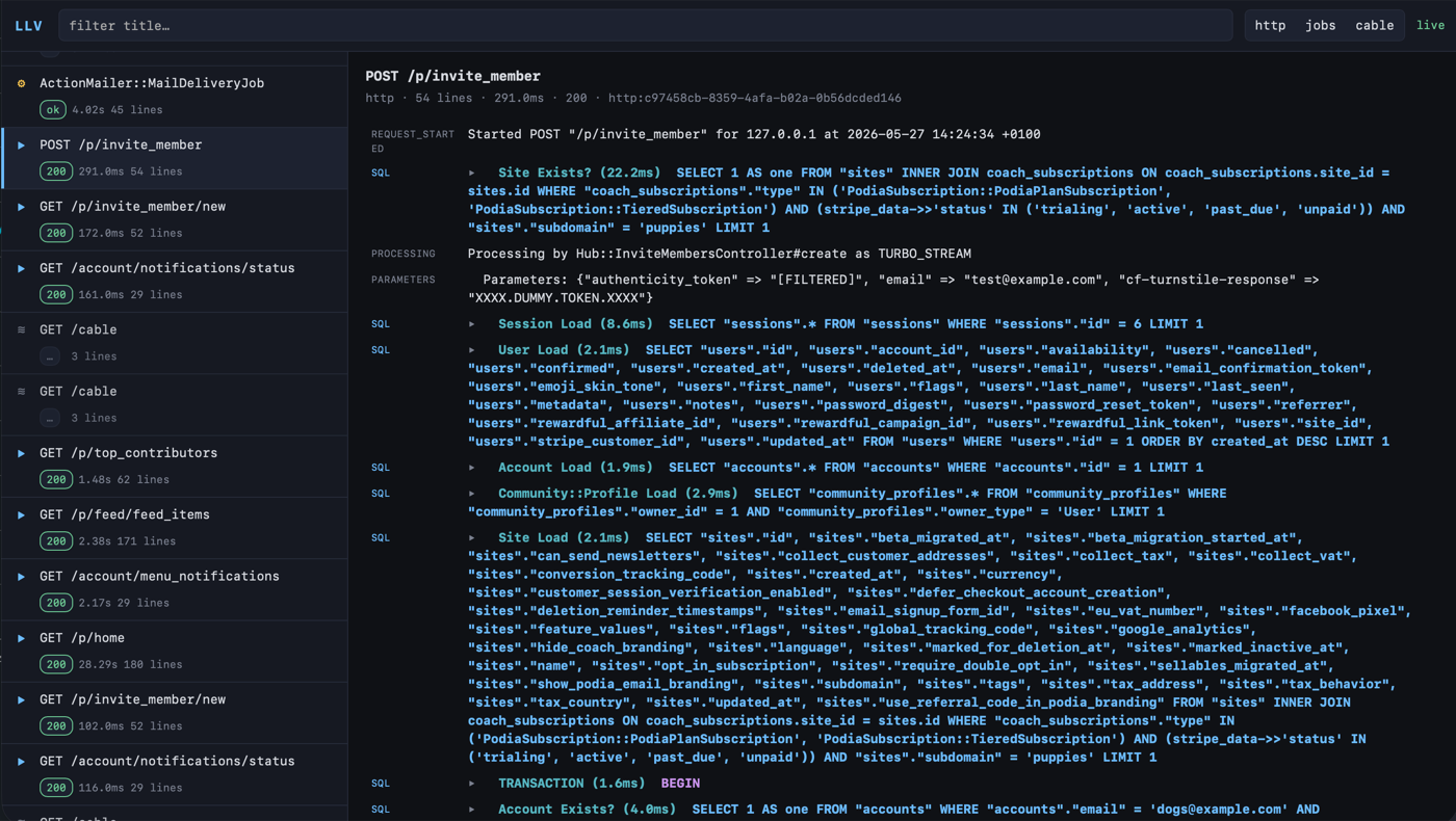 Screenshot of llv